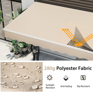 13 Ã— 8 Feet Retractable Patio Awning Aluminum Deck Sunshade-Beige