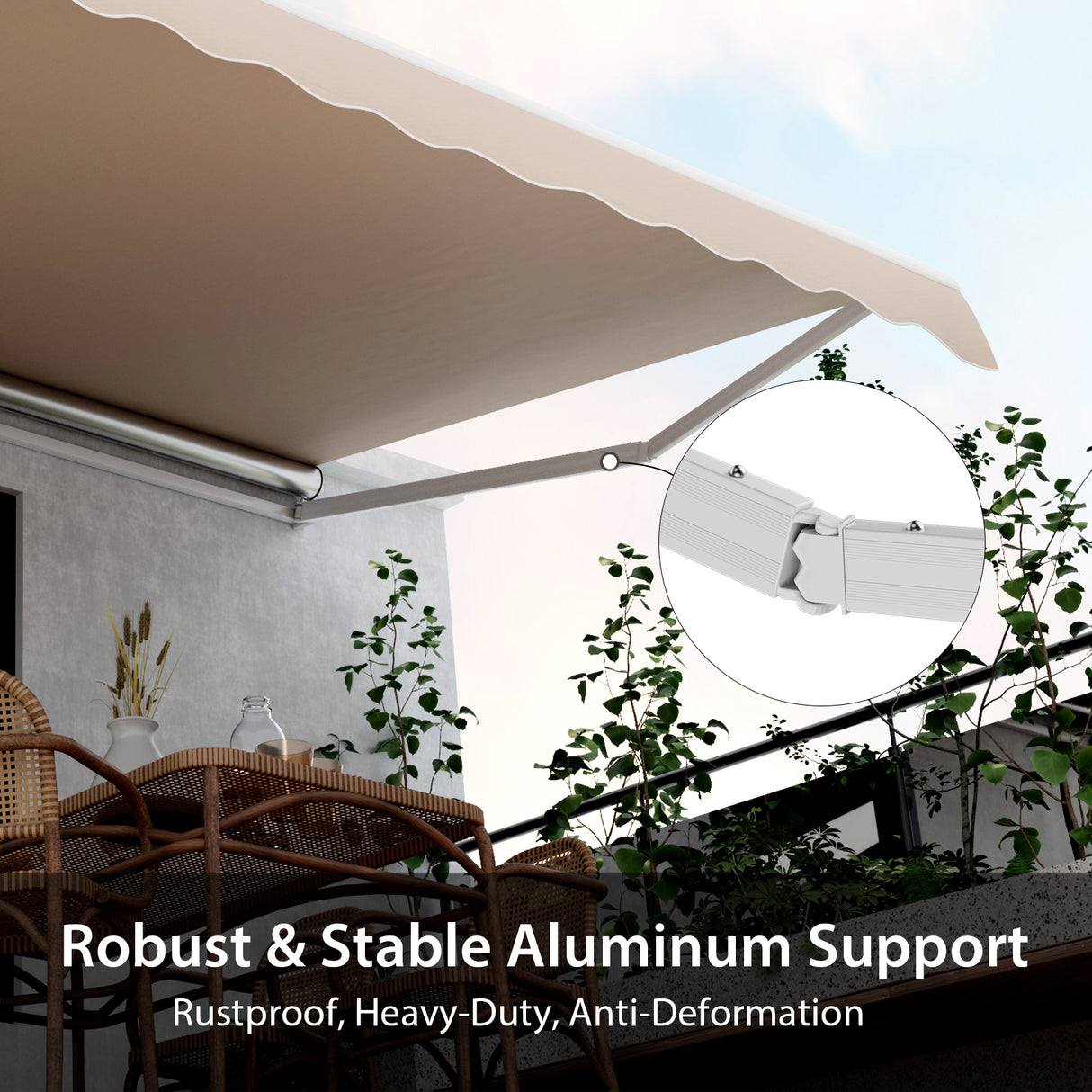 13 Ã— 8 Feet Retractable Patio Awning Aluminum Deck Sunshade-Beige