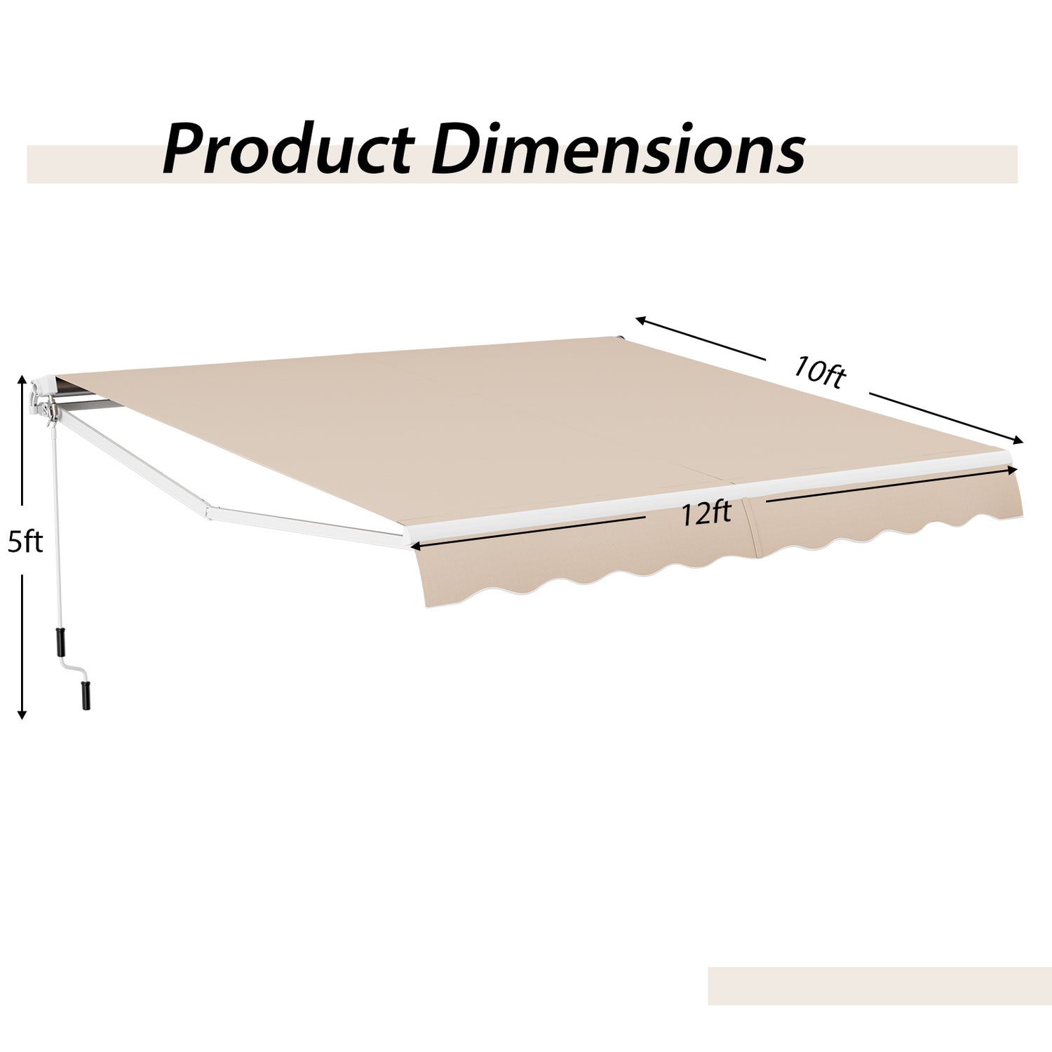 12 x 10 Feet Patio Retractable Awning Aluminum Sunshade Shelter-Beige