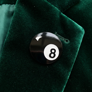 Retro 8 Ball Pin 1.4" Stylish Metal Alloy Brooch | Billiards Ball in Black and White