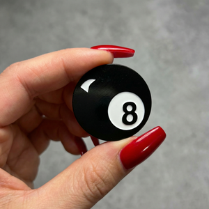 Retro 8 Ball Pin 1.4" Stylish Metal Alloy Brooch | Billiards Ball in Black and White