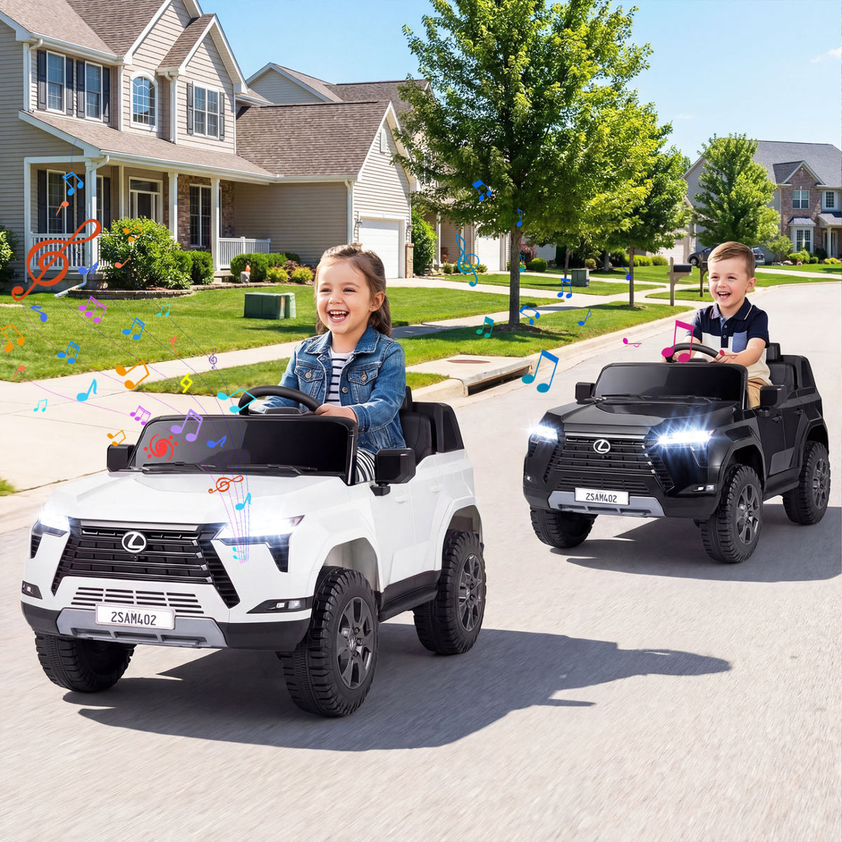 Ride on Car 24V 4WD Licensed LEXUS GX550 Electric Vehicle with Remote for Boys Girls Aged 3+-White