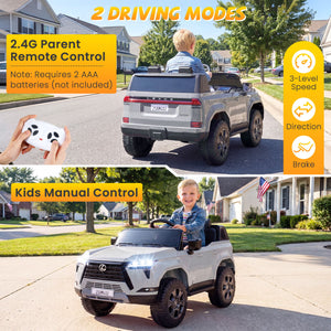 Ride on Car 24V 4WD Licensed LEXUS GX550 Electric Vehicle with Remote for Boys Girls Aged 3+-Grey