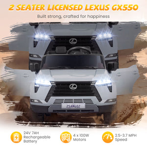 Ride on Car 24V 4WD Licensed LEXUS GX550 Electric Vehicle with Remote for Boys Girls Aged 3+-Grey