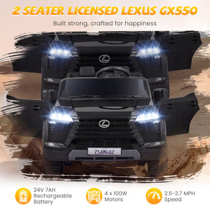 Ride on Car 24V 4WD Licensed LEXUS GX550 Electric Vehicle with Remote for Boys Girls Aged 3+-Black