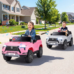 Ride on Car 24V 4WD Licensed LEXUS GX550 Electric Vehicle with Remote for Boys Girls Aged 3+-Pink