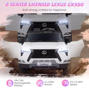 Ride on Car 24V 4WD Licensed LEXUS GX550 Electric Vehicle with Remote for Boys Girls Aged 3+-White