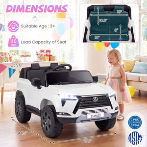 Ride on Car 24V 4WD Licensed LEXUS GX550 Electric Vehicle with Remote for Boys Girls Aged 3+-White