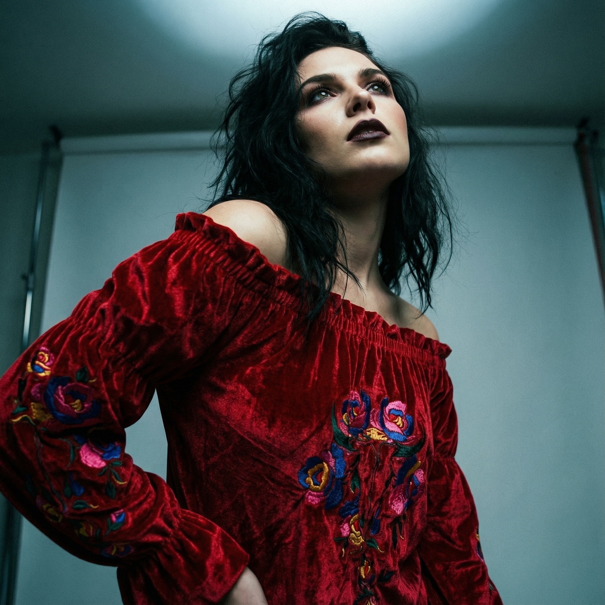 Rio Grande Embroidered Velvet Tunic Dress in Red [Size SM & 2X Remaining]