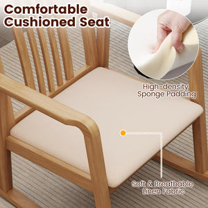Rocking Chair with Slatted Back and Curved Armrests-Natural