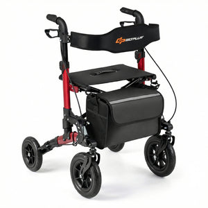 Rollator Walker for Seniors Folding Rolling Walker with Seat-Red