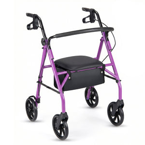 Rollator Walker with Seat and Height Adjustable Handles-Purple