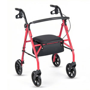 Rollator Walker with Seat and Height Adjustable Handles-Red