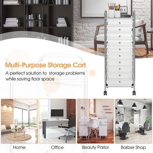 10 Drawer Rolling Storage Cart Organizer with 4 Universal Casters-Clear