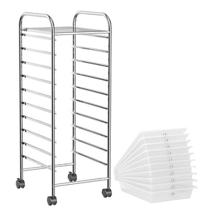 10 Drawer Rolling Storage Cart Organizer with 4 Universal Casters-Clear