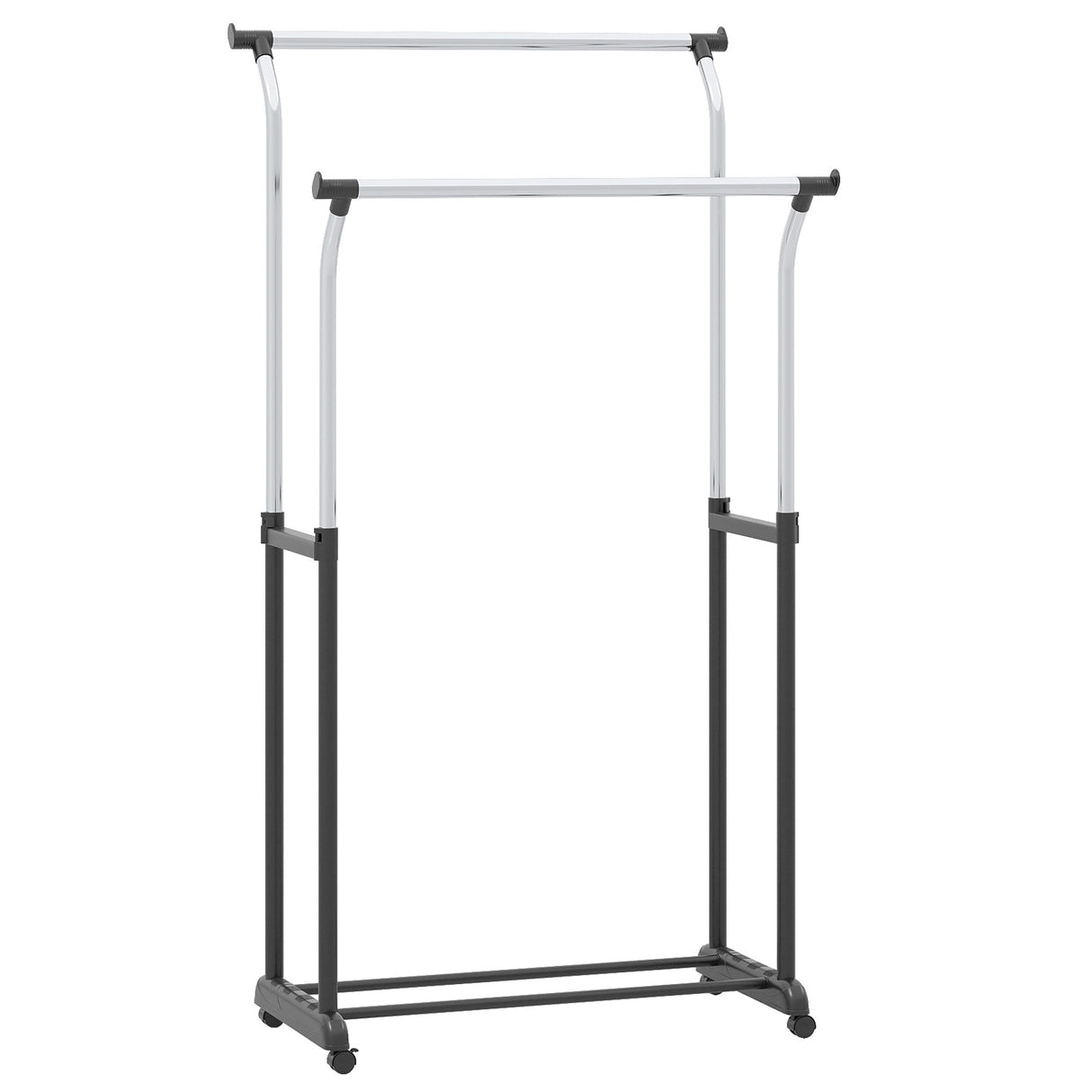 Rolling Clothes Rack Double Rod Garment Rack with Adjustable Height