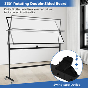 Rolling Double-Sided Magnetic Whiteboard on Wheels with Stand and Aluminum Alloy Frame-Black