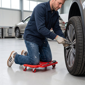Rolling Knee Creeper with 360Â° Swivel Casters Lightweight Kneeling Pads-Red