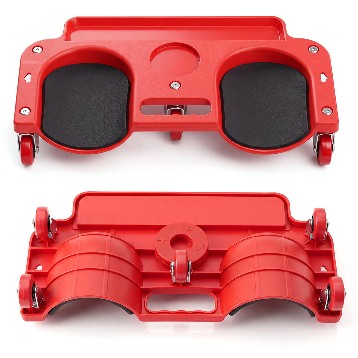 Rolling Knee Creeper with 360Â° Swivel Casters Lightweight Kneeling Pads-Red