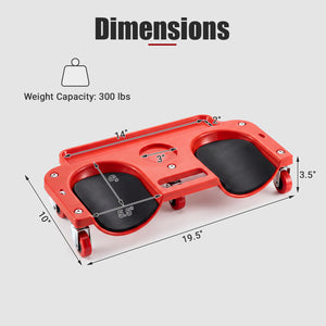 Rolling Knee Creeper with 360Â° Swivel Casters Lightweight Kneeling Pads-Red