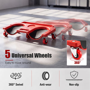 Rolling Knee Creeper with 360Â° Swivel Casters Lightweight Kneeling Pads-Red