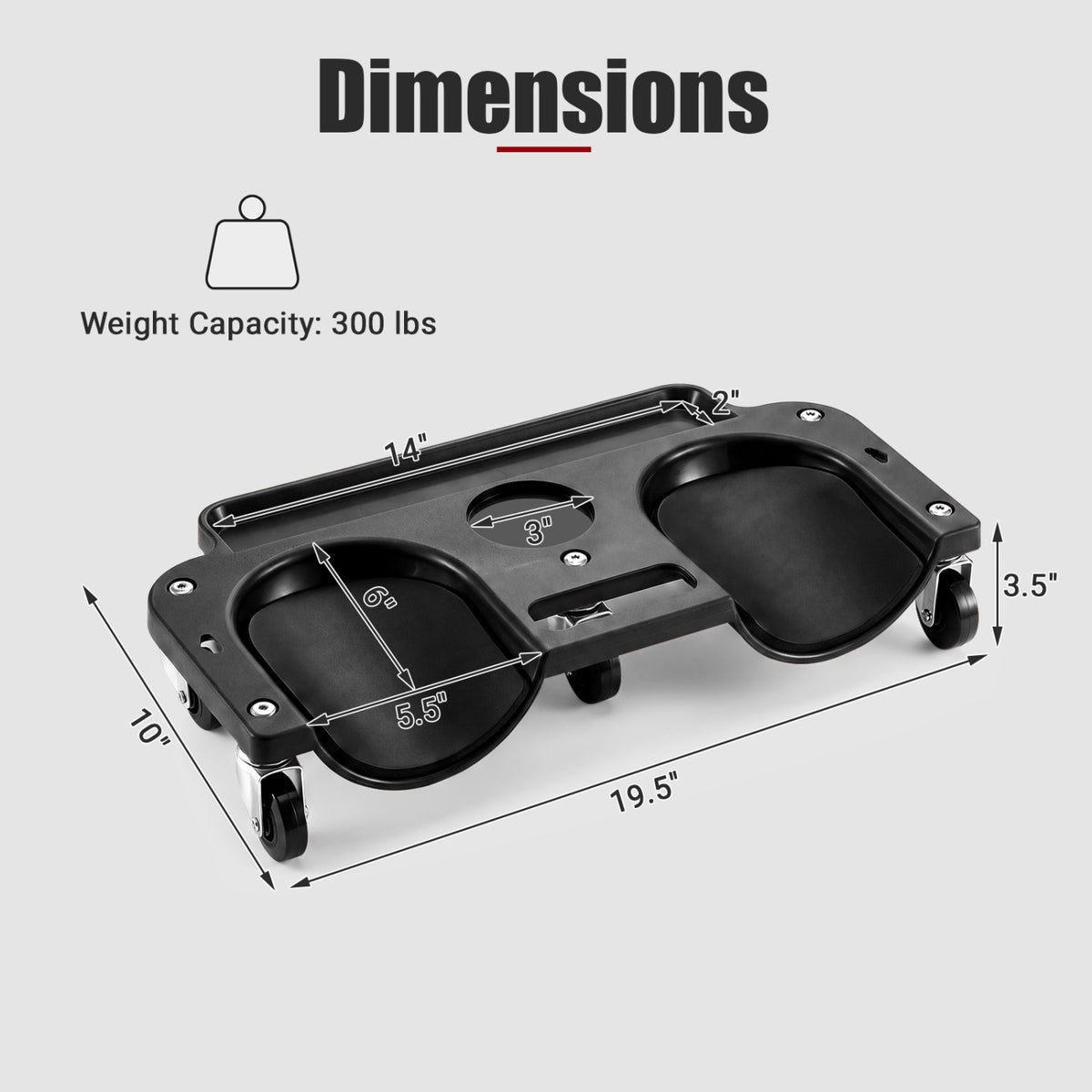 Rolling Knee Creeper with 360Â° Swivel Casters Lightweight Kneeling Pads-Black