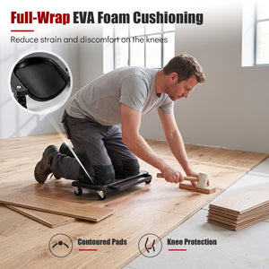 Rolling Knee Creeper with 360Â° Swivel Casters Lightweight Kneeling Pads-Black