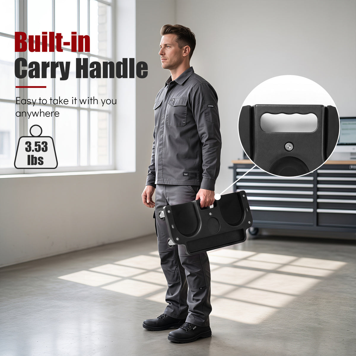 Rolling Knee Creeper with 360Â° Swivel Casters Lightweight Kneeling Pads-Black