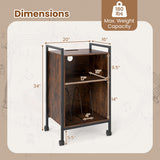 Mobile Record Player Stand with Power Outlet-Rustic Brown