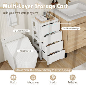 Rolling Storage Cabinet with Universal Wheels and 5/6/7 Drawers-5 Drawers