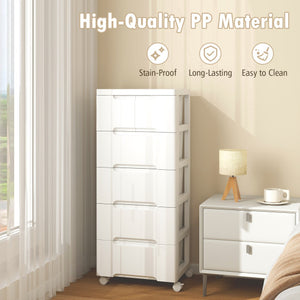 Rolling Storage Cabinet with Universal Wheels and 5/6/7 Drawers-6-Drawer