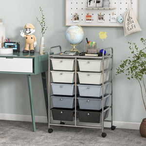 10-Drawer Rolling Storage Cart-Beige & Gray by DirectDeals