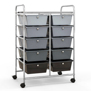 10-Drawer Rolling Storage Cart-Gray by DirectDeals