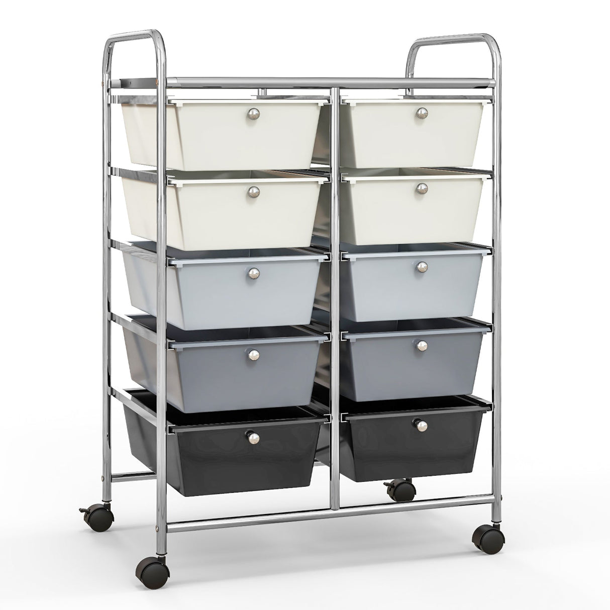 10-Drawer Rolling Storage Cart-Beige & Gray by DirectDeals
