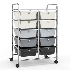 10-Drawer Rolling Storage Cart-Beige & Gray by DirectDeals