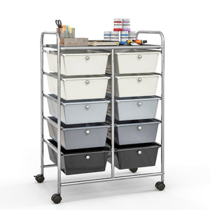 10-Drawer Rolling Storage Cart-Beige & Gray by DirectDeals