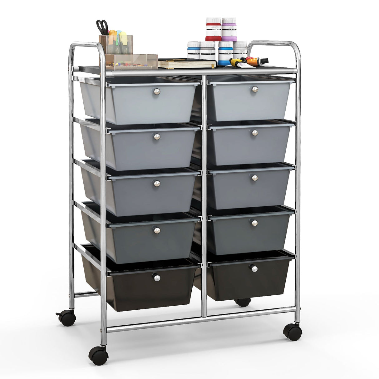 10-Drawer Rolling Storage Cart-Gray by DirectDeals