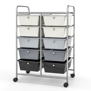 10-Drawer Rolling Storage Cart-Beige & Gray by DirectDeals