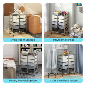 10-Drawer Rolling Storage Cart-Beige & Gray by DirectDeals