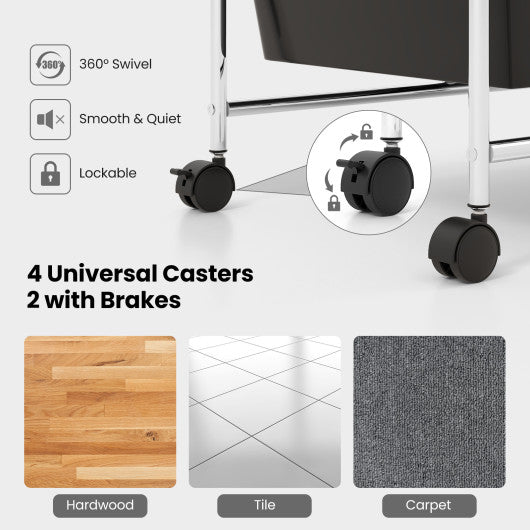 9-Drawer Rolling Storage Cart with Colorful Drawers and Metal Frame-Black