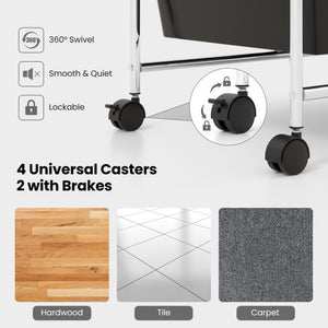 9-Drawer Rolling Storage Cart with Colorful Drawers and Metal Frame-Black