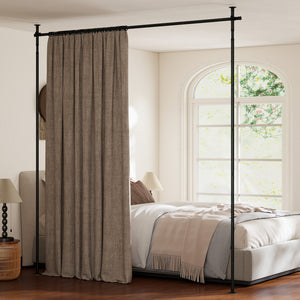 Room Divider Curtain Rod with Adjustable Floor to Ceiling Tension Rod No Drilling Required-Black