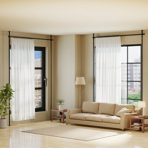 Room Divider Curtain Rod with Adjustable Floor to Ceiling Tension Rod No Drilling Required-Black