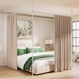 Room Divider Curtain Rod with Adjustable Floor to Ceiling Tension Rod (Curtains Not Included)-White