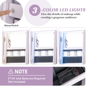 360 ° Rotating Mirrored Jewelry Cabinet Armoire 3 Color LED Modes Lockable-Purple