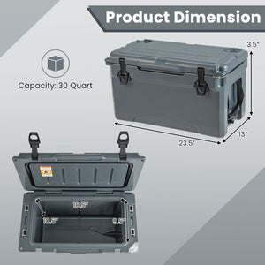 Rotomolded Cooler with Integrated Cup Holders and Bottle Opener-Gray