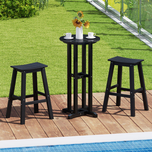 21.5 Inch Round Bar Table Patio HDPE Bar Height Dining Table with Slatted Tabletop-Black