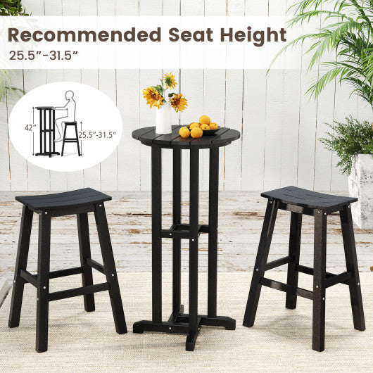 21.5 Inch Round Bar Table Patio HDPE Bar Height Dining Table with Slatted Tabletop-Black