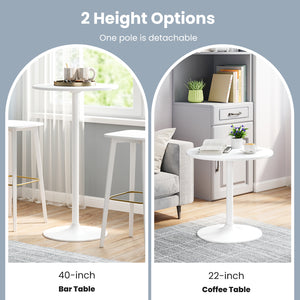 Round Bistro Table 40 Inch Bar Height Tall Coffee Cocktail Table-Set of 2