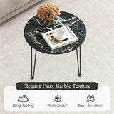 Round Coffee Table with Thickened Tabletop and Metal Tripod Legs-Black
